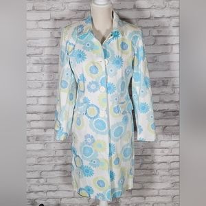 1 Madison Blue Green Floral Trench Coat